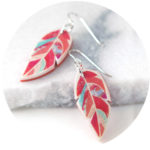 orange feather graphic art earrings
