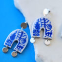 next romance jewellery blue ceramic arch half moon funky shape art earrings arch ceramic art earrings australia vicki leigh