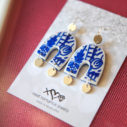 morocco u shape arch earrings silver coins blue paint design.jpg