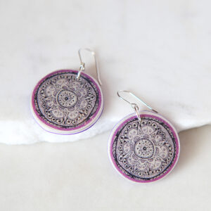 mandala henna design lilac art earrings boho unique next romance jewellery made in australia