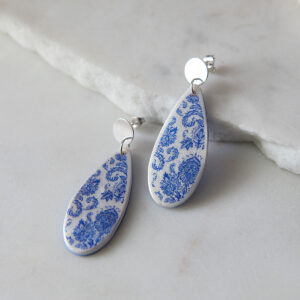porcelain print teardrops silver earrings new next romance jewellery australia studs