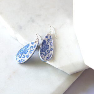 porcelain print teardrops silver earrings new next romance jewellery australia