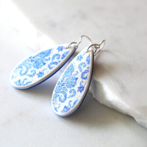 porcelain print teardrops silver earrings new next romance jewellery australia