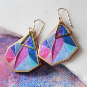 Gorgeous next romance illustrated Triangle Art Earrings signature