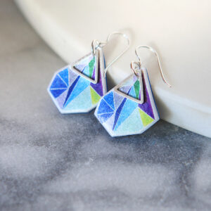 TRIANGLE ART earrings - Next Romance signature geo design blue green purple designed earrings melbourne australia rose street markets finders keepers