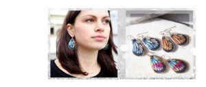 earrings by next romance jewellery brand new funky unique butterfly wing art earring designs eclectic modern australian label handmade in melbourne by vicki leigh printed image based polymer resin designs eclectic and unique illustrated watercolour funky art tile pieces