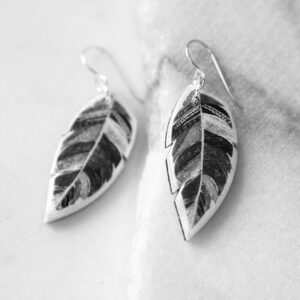 feather art earrings black and white unique handmade modern funky indie independent next romance jewellery vicki leigh