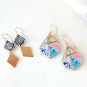 gold peach triangle marble diamond earrings next romance jewellery australia