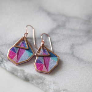 petite pink triangle art earrings ROSE GOLD vicki leigh NEXT ROMANCE jewels
