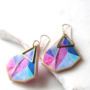 Gorgeous next romance illustrated Triangle Art Earrings signature