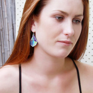green blue purple triangle art earrings NEXT ROMANCE model jewellery australian unique
