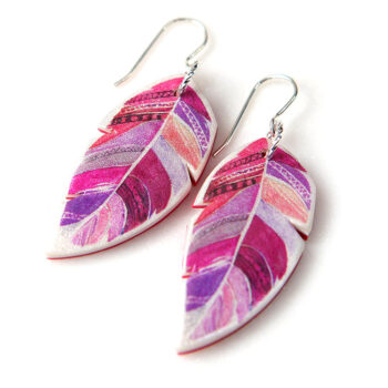 red pink feathered boho original unique art earrings watercolour next romance vicki leigh new melbourne designed made in australia make it collective design a space jewellery etsy finders keepers rose street artist markets