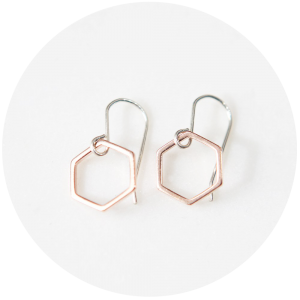 hexagon geometric earrings silver gold rose melbourne australia