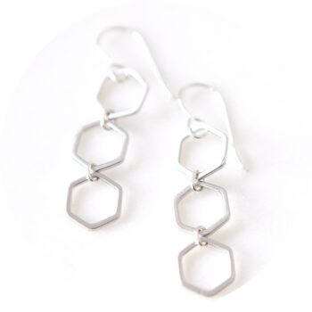 triple hexagon dangles earrings next romance contemporary fun jewellery australian made