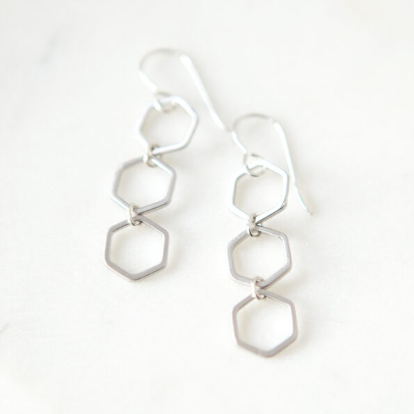 triple hexagon dangles earrings next romance contemporary fun jewellery australian made