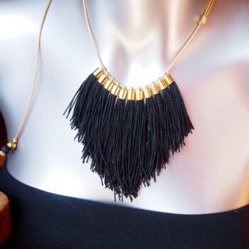 black fringe tassel necklace NEXT ROMANCE jewellery australia unique