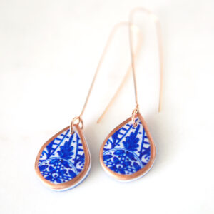 blue morocco porcelain style art tile earrings finders keepers next romance unique original australian jewellery
