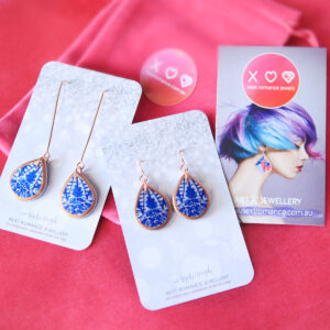 blue morocco porcelain style art tile earrings finders keepers next romance unique original australian jewellery copper rose gold packaging
