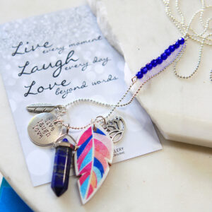 lapis feather cluster gem necklace next romance jewellery