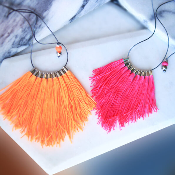 pink orange fluoro tassel necklaces Next Romance Jewellery melbourne australia