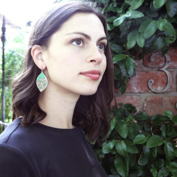 CHRYSANTHEMUM-green-japanese-style-art-earrings-marquis-model-next-romance-jewellery