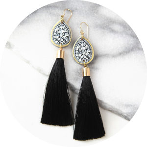 black gold diamond art tassel earrings long NEXT ROMANCE jewellery