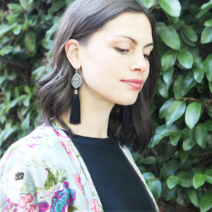 black small diamond tassel art earrings by NExt romance jewellery