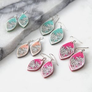 crysanthemum art earrings next romance jewellery australia polymer resin contemporary artjewellery