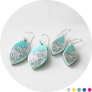 chrysanthemum marquis earrings green NEXT ROMANCE DESIGNS australian jewellery