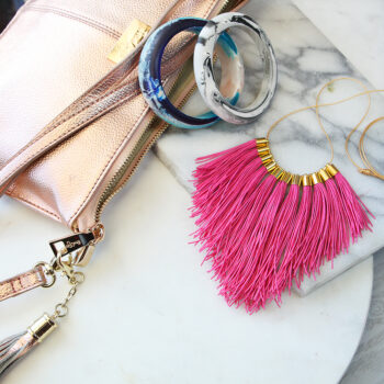 pink gold fringe tassel statement necklace NEXT ROMANCE jewellery insta