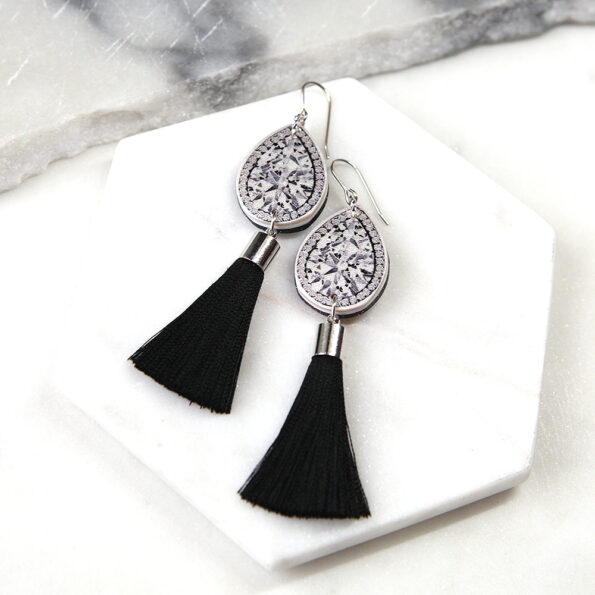 short black diamond art earrings funky unique creative jewellery australia vicki leigh next romance2