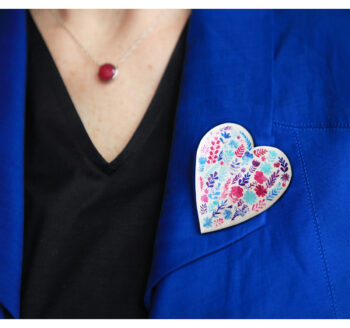 floral heart brooch mothers garden artwork watercolour NEW NEXT ROMANCE jewellery australia handmade artisan