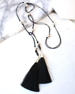 black tassel wrap necklace lariat vicki leigh next romance jewellery australia