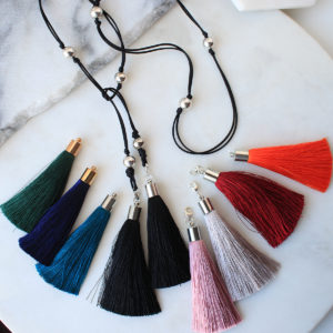 black tassel wrap necklace lariat vicki leigh next romance jewellery australia