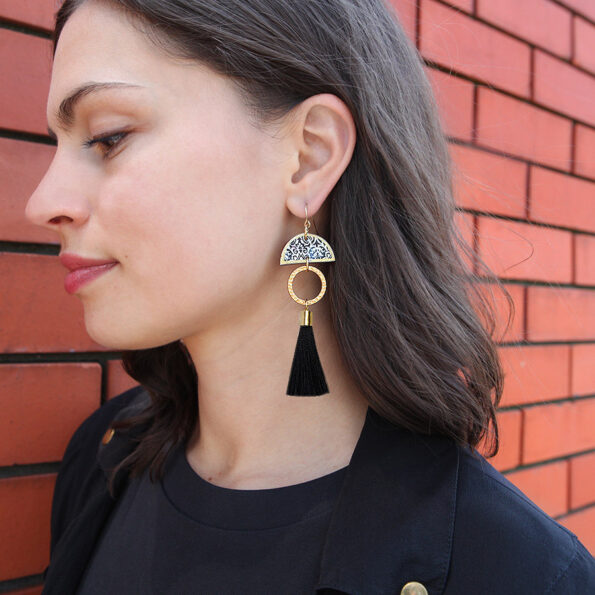 luxe Tassel ART Earrings - Black Gold - Limitless Boho Luxe SHORT - Next Romance Melbourne