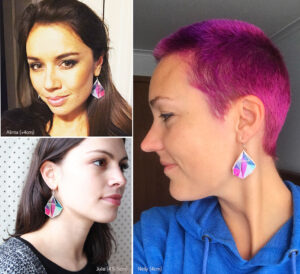 large pink triangle art earrings geometric designs next romance jewellery australia