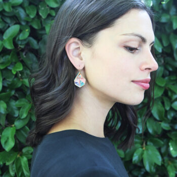 triangle tile art earings peach teal snowflake in rose gold by next romance unique jewellery polyresin craft victoria