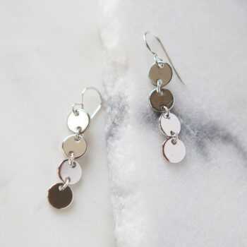 COIN stack geometric earrings - silver, gold, rose gold next romance 4 coin drop dangles silver