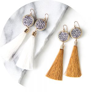 black coin morocco tassel art earrings gold or white tassel.jpg