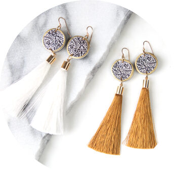 black coin morocco tassel art earrings gold or white tassel.jpg