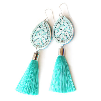 teal diamond art earrings with tassel silk next romance melbourne jewellery.JPG