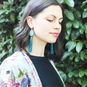 blue diamond tassel art earrings by NExt romance jewellery