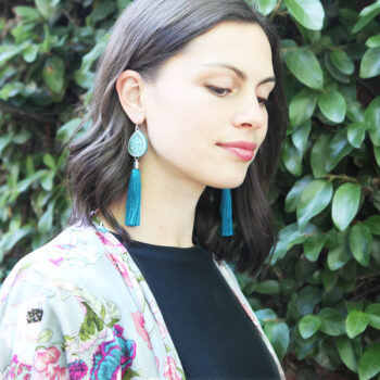 blue diamond tassel art earrings by NExt romance jewellery