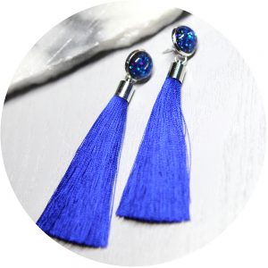blue glitter stud tassel detachable removeable next romance jewellery