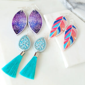 short silver teal tassel earrings diamond art tile top new next romance jewellery made in melbourne australia