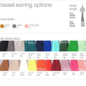 silk tassel earring colour options next romance unique jewellery australia