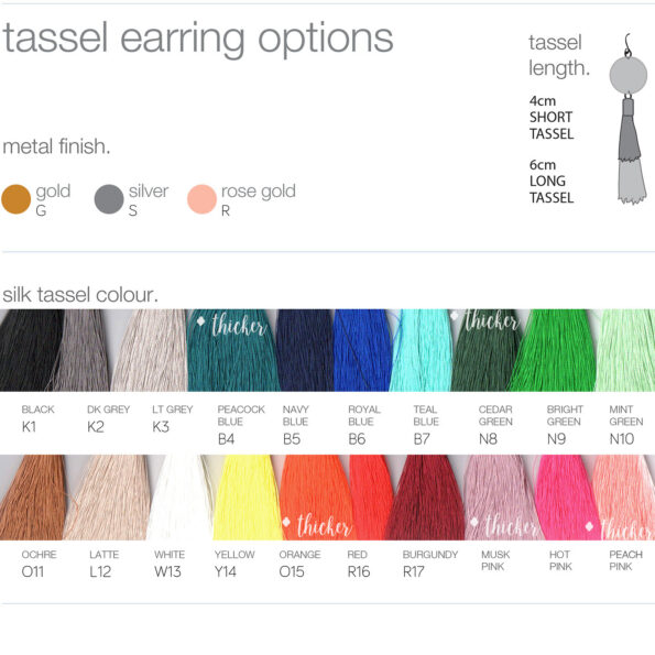 silk tassel earring colour options next romance unique jewellery australia