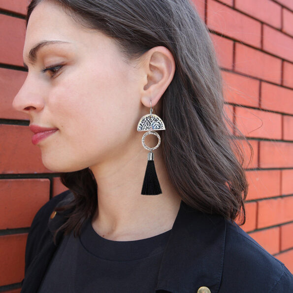 luxe Tassel ART Earrings Black SILVER Limitless Boho Luxe SHORT Next Romance Melbourne