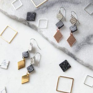 3 tone rose gold earrings diamond geometric unique jewellery australia