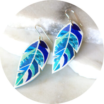blue green feather earrings new next romance jewellery made in australia